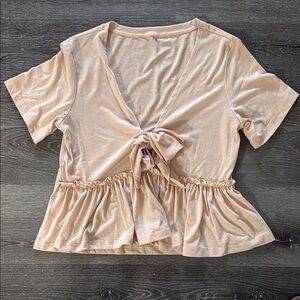 Elegant Cream Tie-Front Top